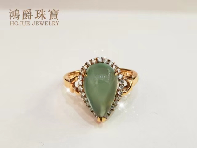 18K玫瑰金葡萄石戒指