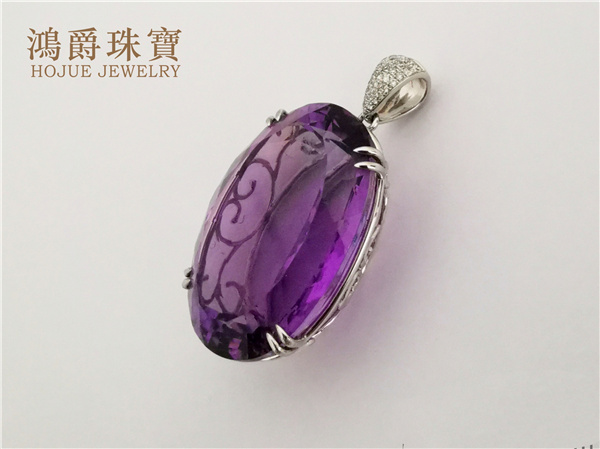 18K金紫晶吊坠